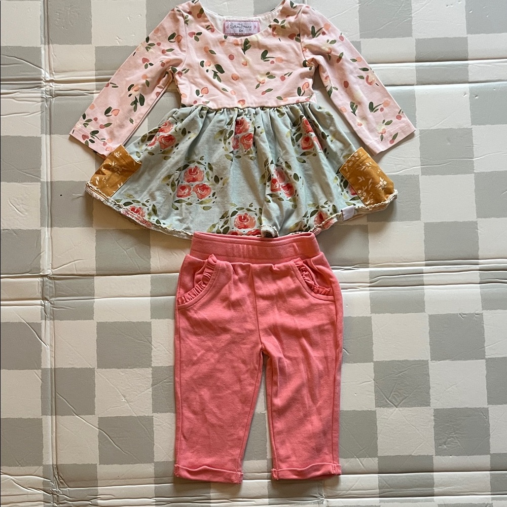 SweetHoney Pink and Gold Floral Top